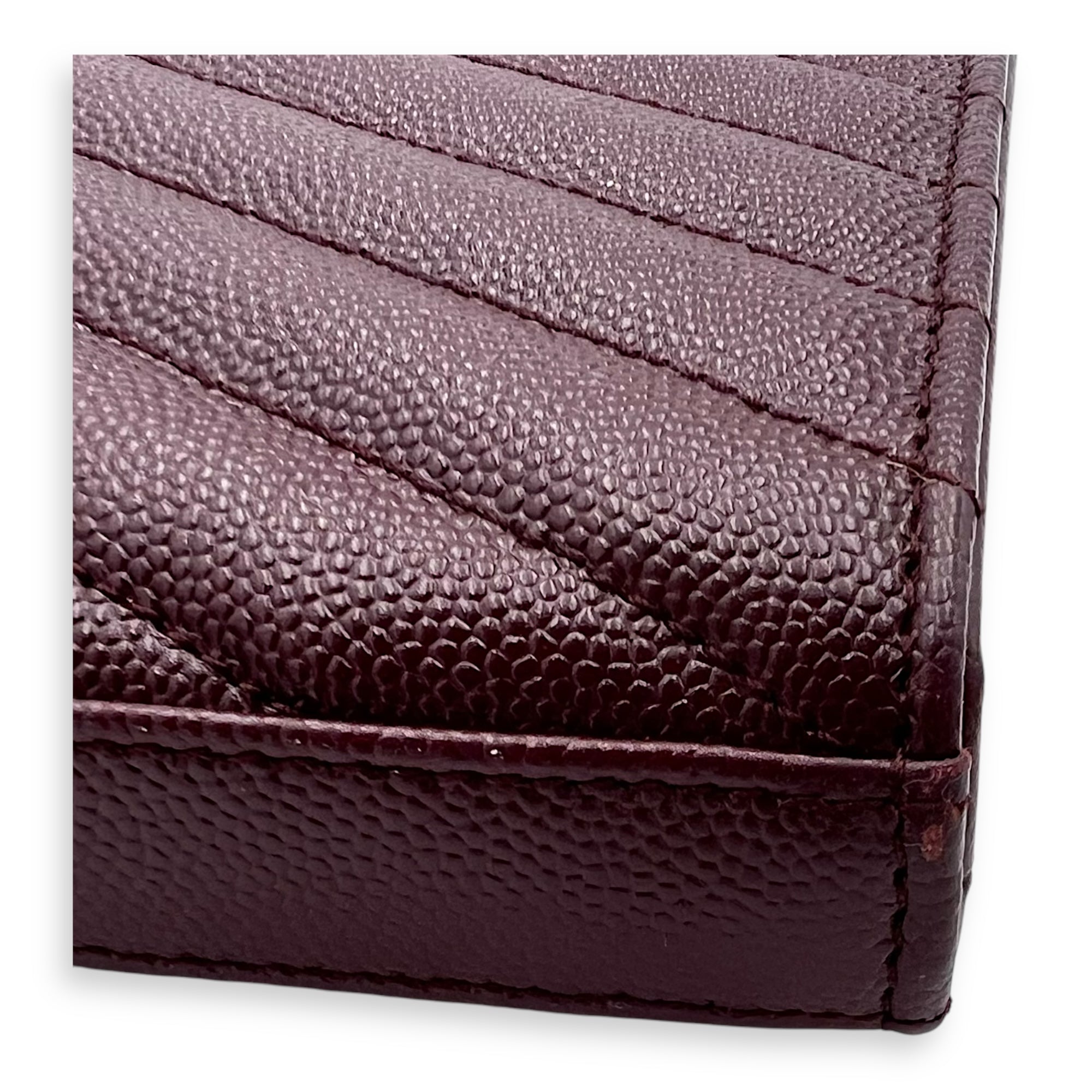 Saint Laurent Cassandre Red Wallet On Chain in Calfskin, Gold hardware_11