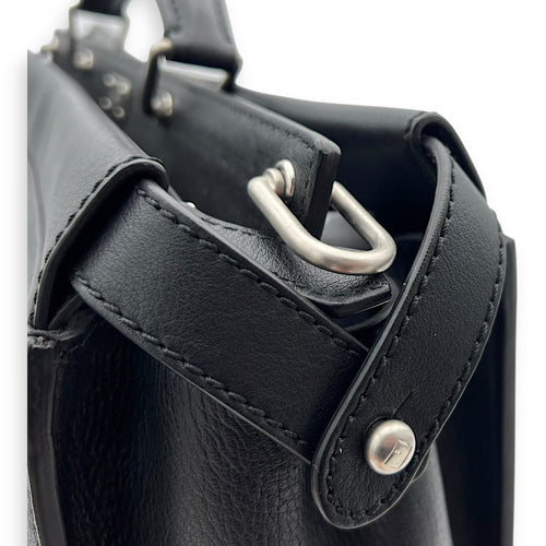 Fendi Peekaboo Black Top Handle Bag in Calfskin, Silver hardware_11