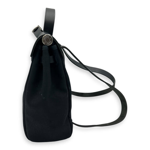 Hermès Herbag A Dos 31 Black Backpack in Canvas, Silver hardware_4