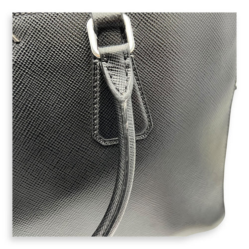 Prada Logo Black Briefcase in Saffiano Leather, Silver hardware_11