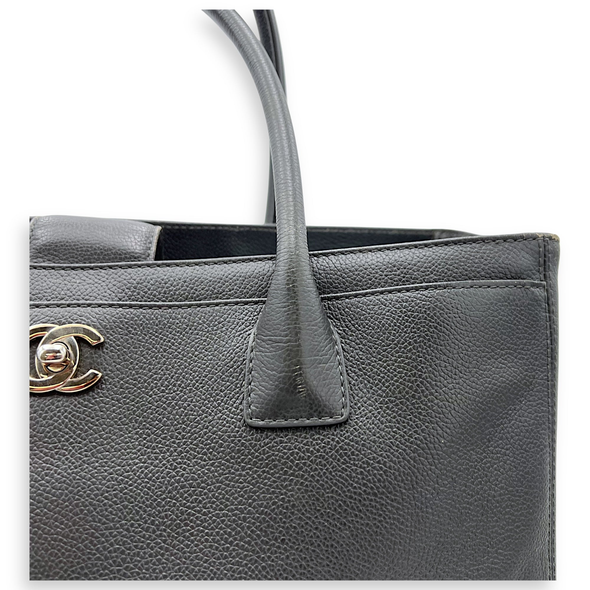 Chanel Executive Perf Top Handle Bag Grey in Calfskin, Silver hardware_11