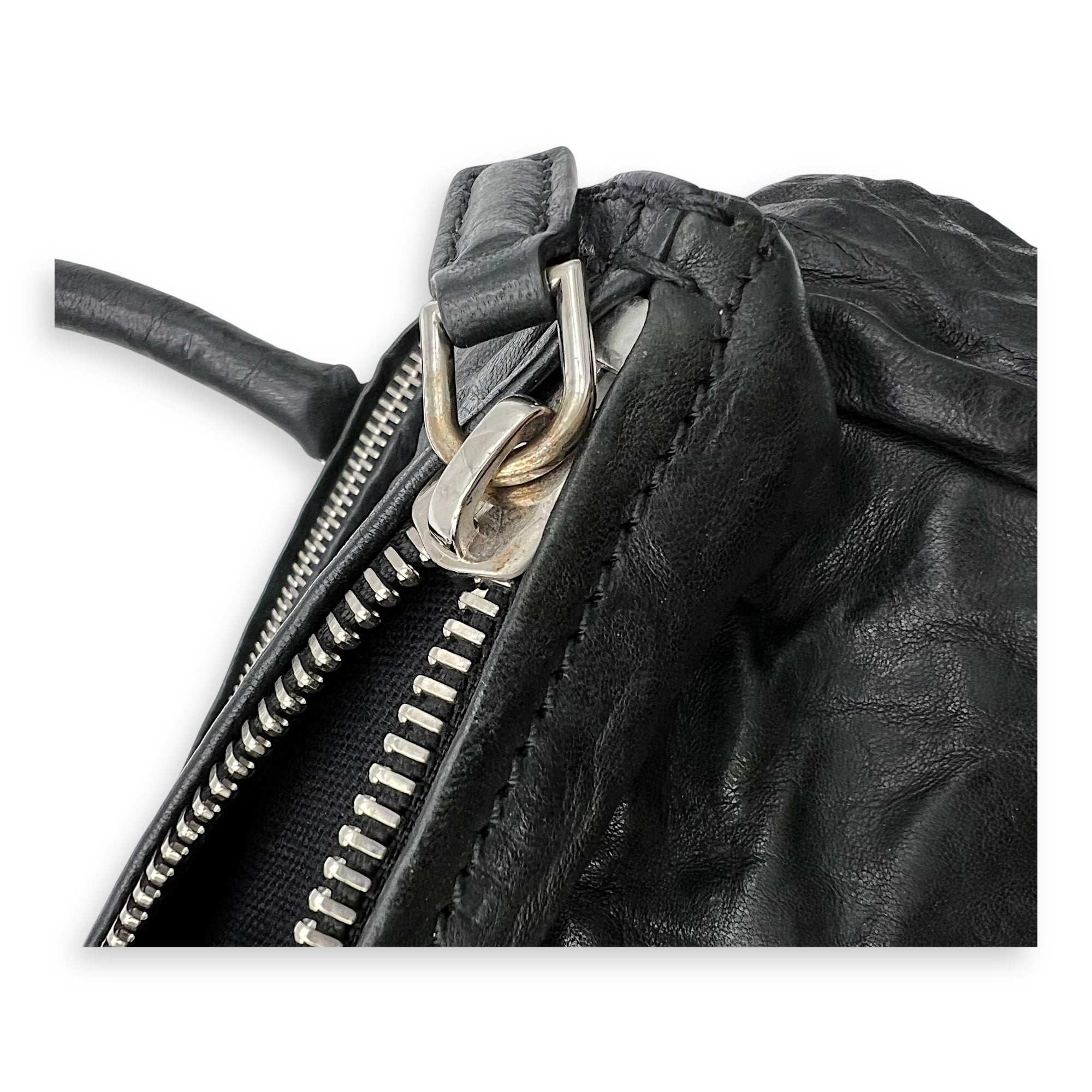 Givenchy Pandora Black Top Handle Bag in Distressed Leather, Silver hardware_12