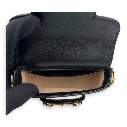 Gucci Horsebit 1955 Wallet On Chain Black in Calfskin, Gold hardware_6