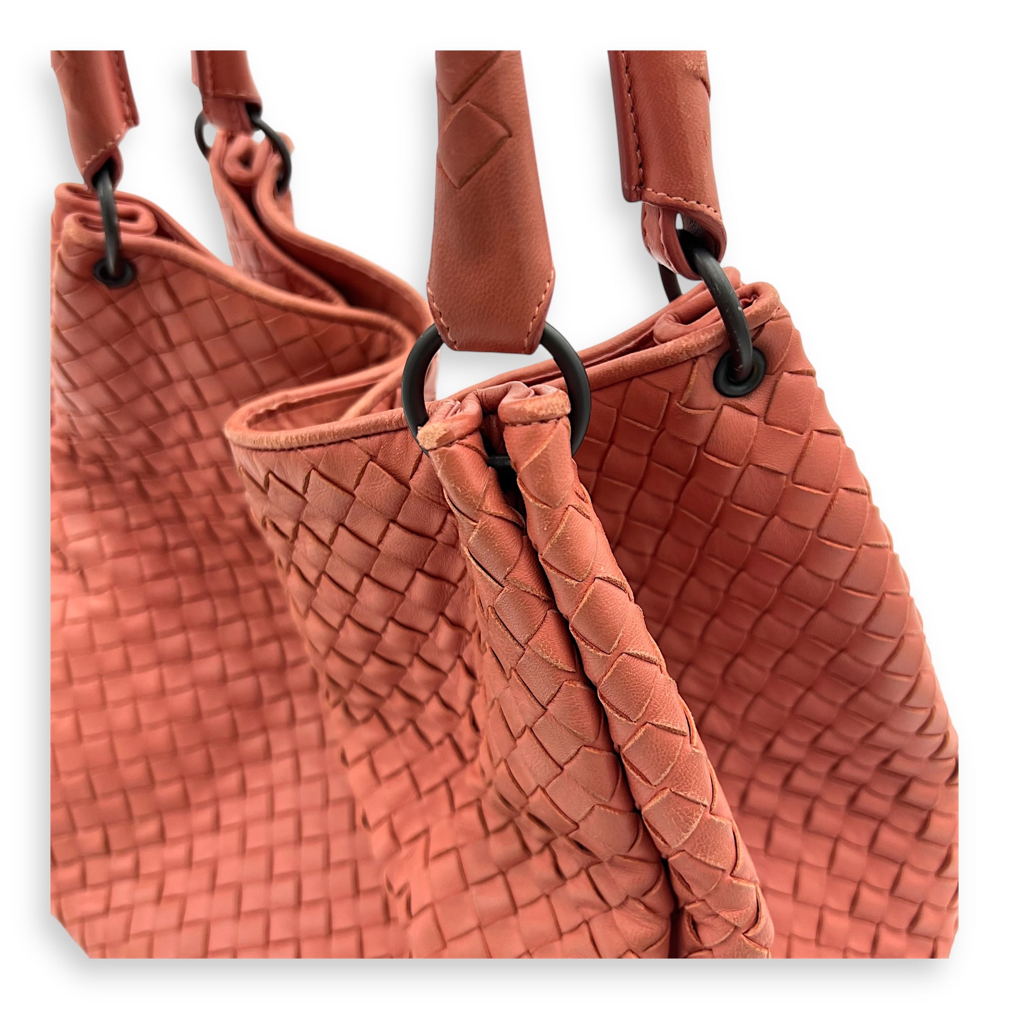 Bottega Veneta Hobo Top Handle Bag Pink in Lambskin, Gunmetal hardware_6