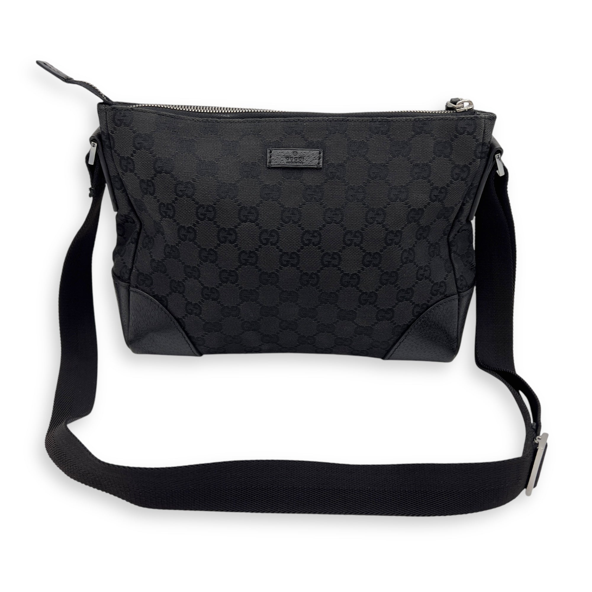 Gucci GG Crossbody Bag Black in Canvas, Silver hardware_7