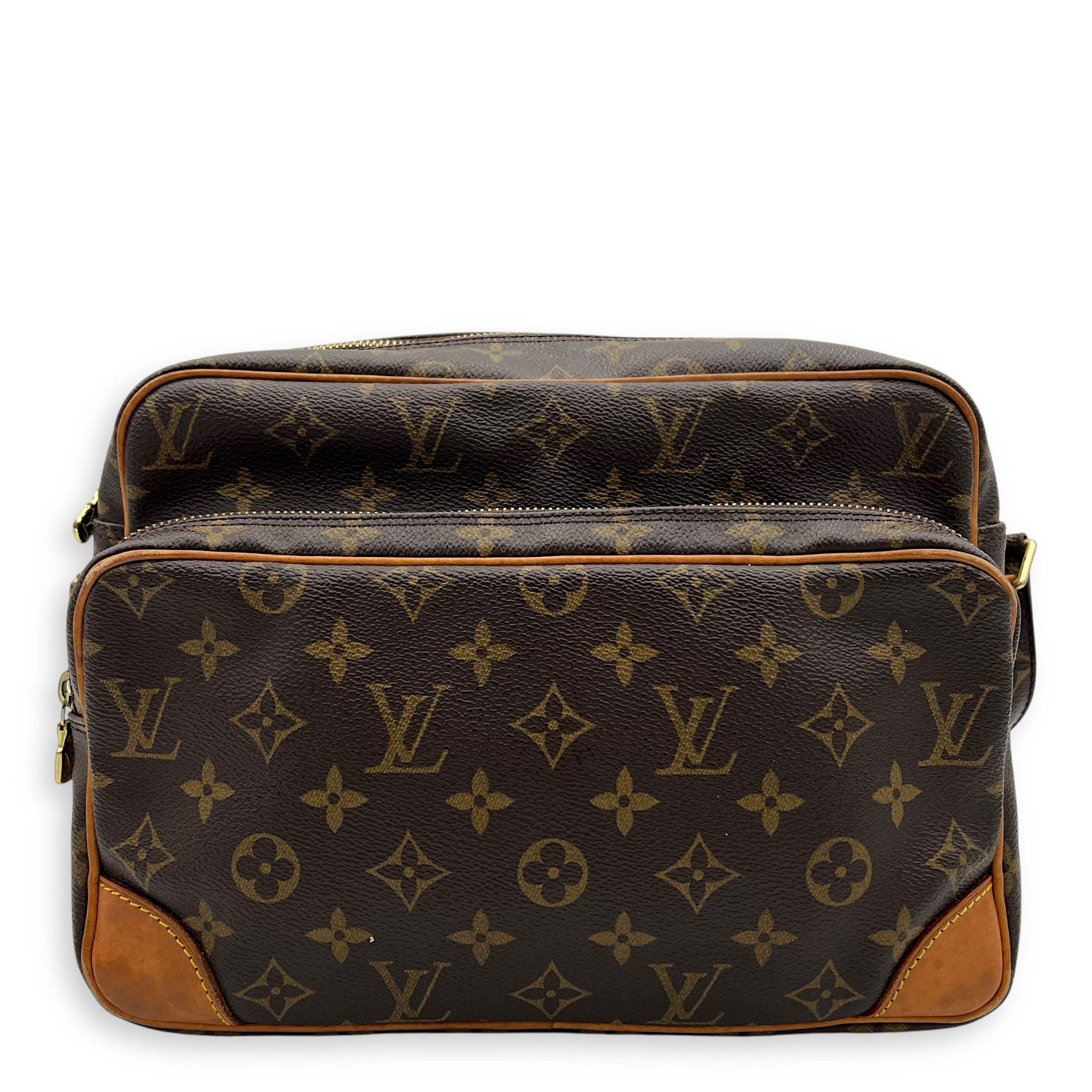Louis Vuitton Nile Crossbody Bag Brown in Monogram Coated Canvas, Gold hardware_1