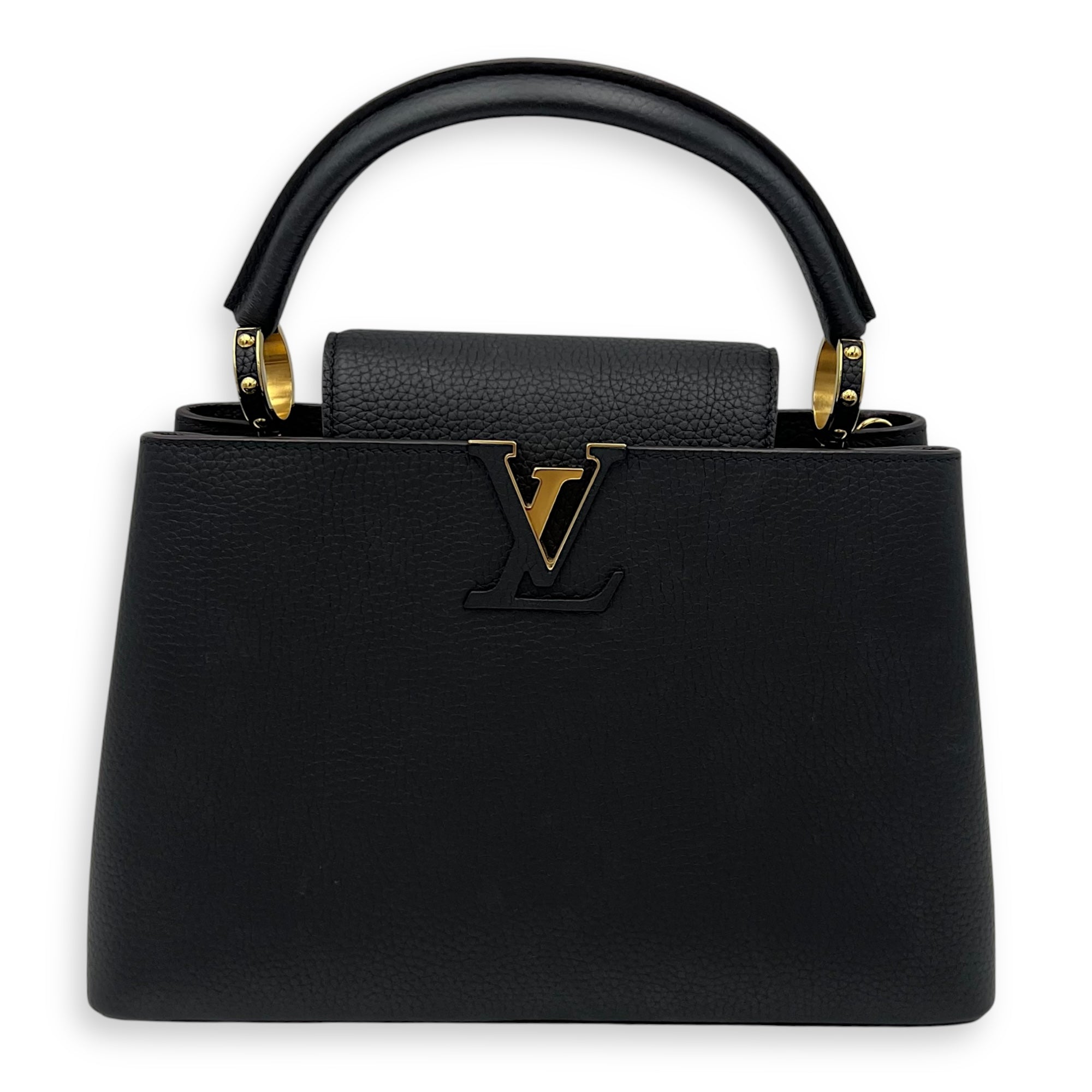 Louis Vuitton Capucines Top Handle Bag MM Black in Taurillon Leather, Gold hardware_1