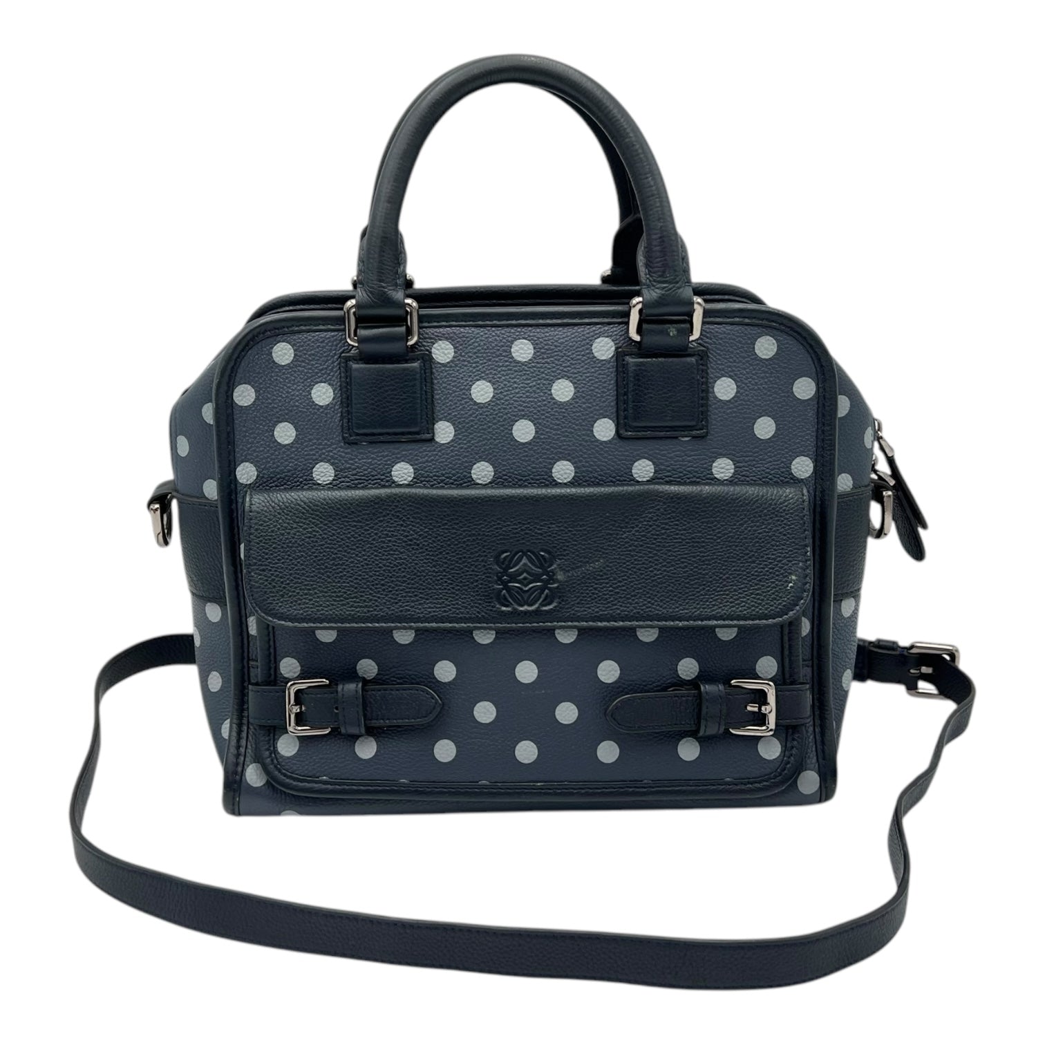 Loewe Amazona Top Handle Bag Blue in Calfskin, Silver hardware_9