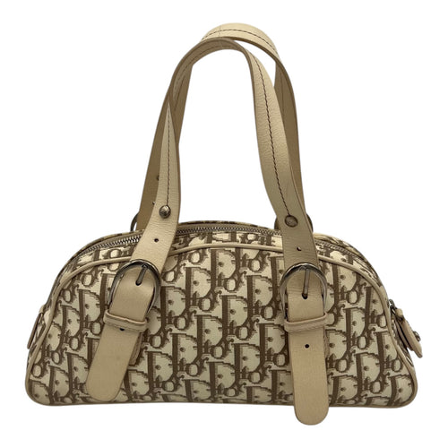 Christian Dior Trotteur Top Handle Bag Beige in Coated Canvas, Silver hardware_2