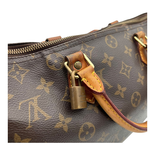 Louis Vuitton Speedy Top Handle Bag 30 Brown in Monogram Coated Canvas, Gold hardware_13