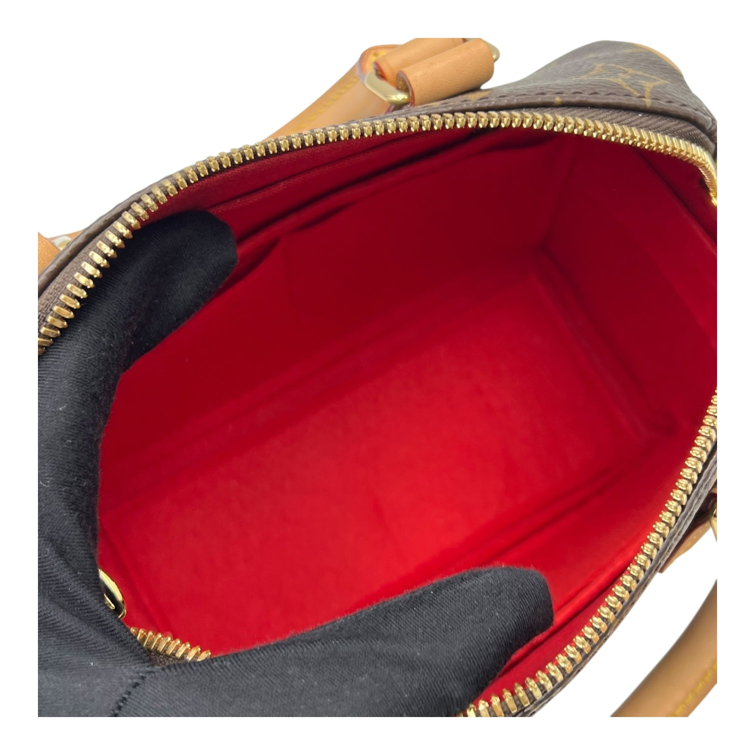 Louis Vuitton Speedy Top Handle Bag 20 Brown in Monogram Coated Canvas, Gold hardware_11