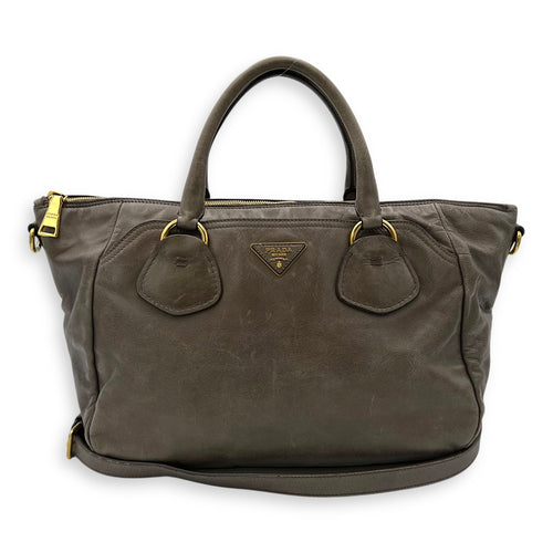 Prada 2 way bag Top Handle Bag Brown in Calfskin, Gold hardware_11