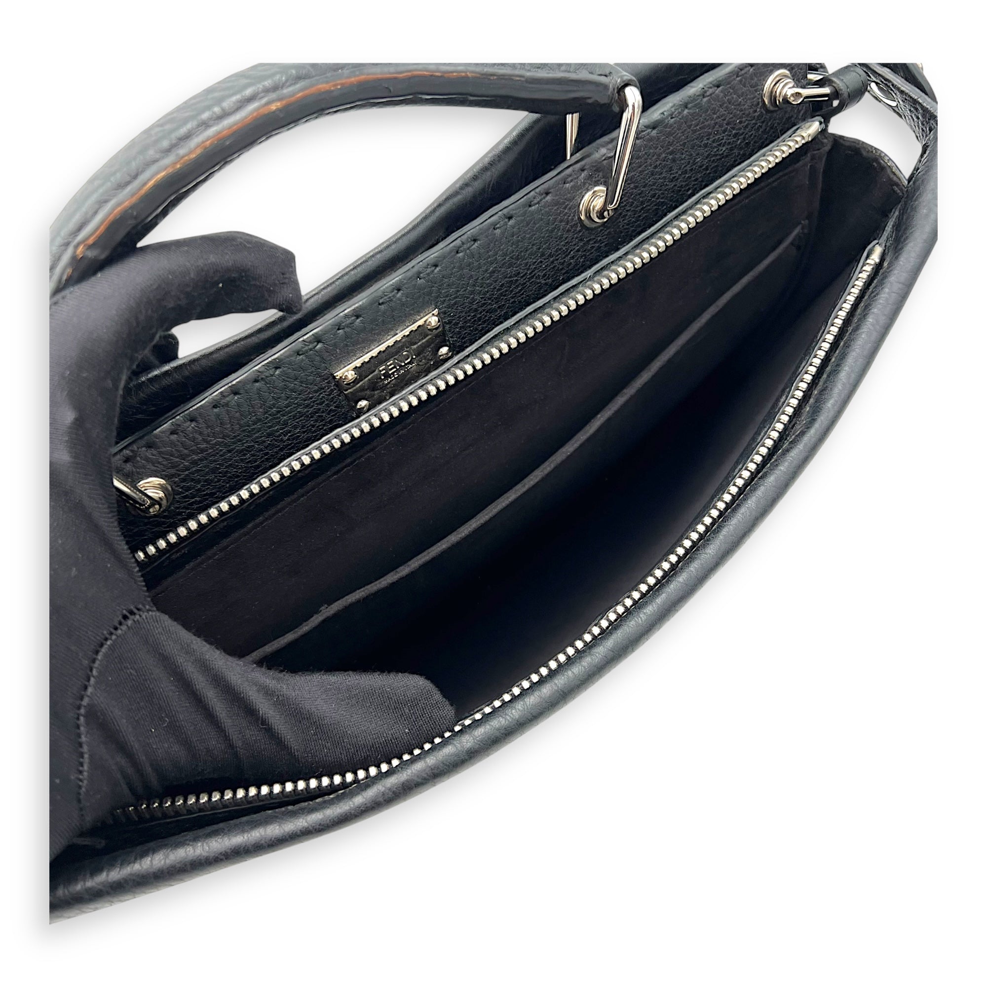 Fendi Peekaboo Top Handle Bag Black in Calfskin, Silver hardware_11