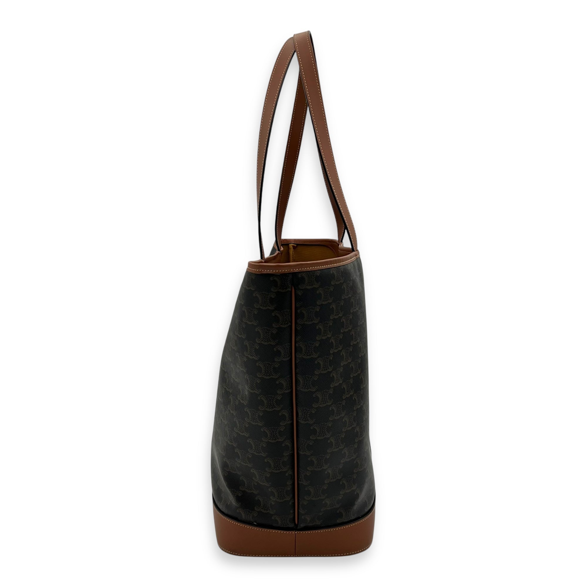 Celine Triomphe Tote Bag Brown in Coated Canvas, Gold hardware_3