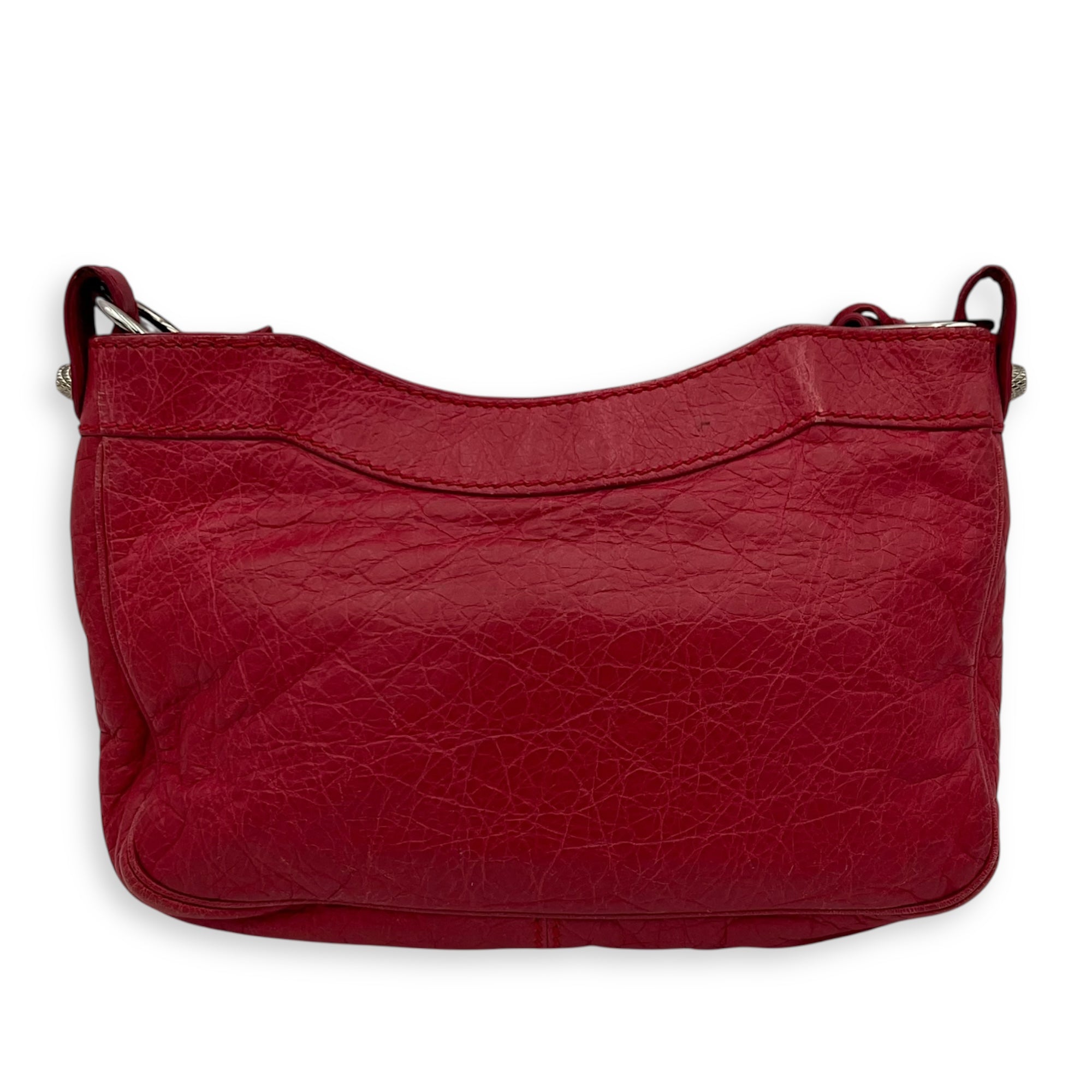 Balenciaga Hip Shoulder Bag Pink in Distressed Leather, Silver hardware_2