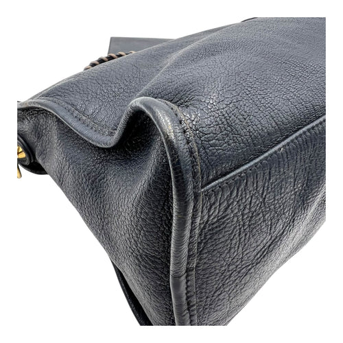 Balenciaga City Top Handle Bag Blue in Distressed Leather, Gold hardware_4