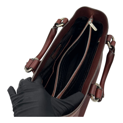Celine Boogie Top Handle Bag Brown in Calfskin, Silver hardware_11