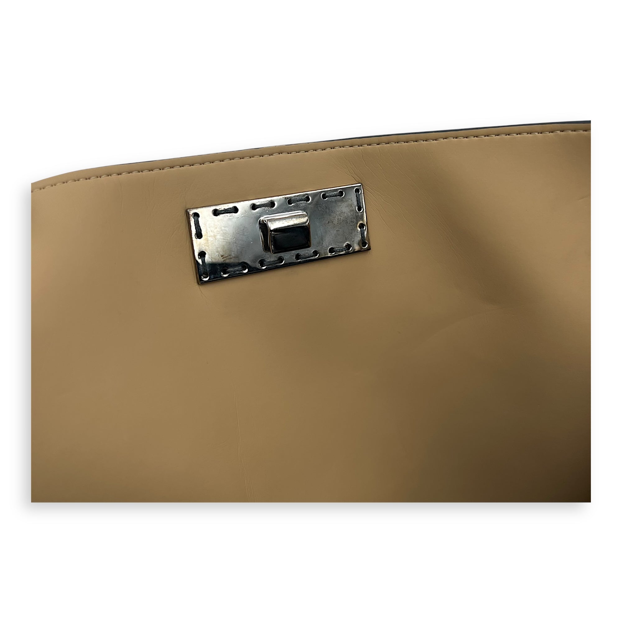Fendi Peekaboo X-Lite Grey Crossbody Bag in Calfskin, Silver hardware_12
