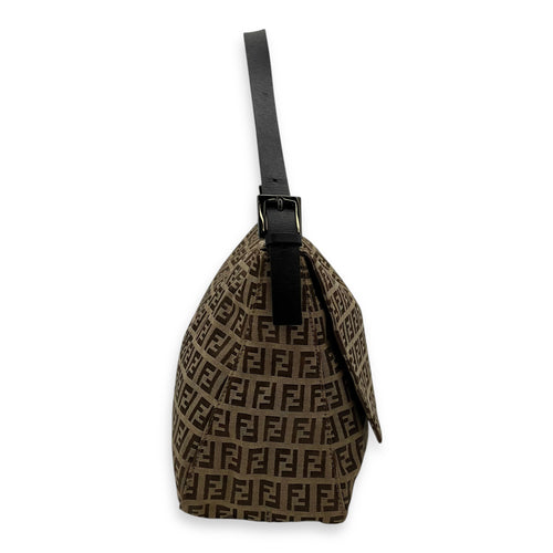 Fendi Baguette Shoulder Bag Brown in Jacquard, Silver hardware_3