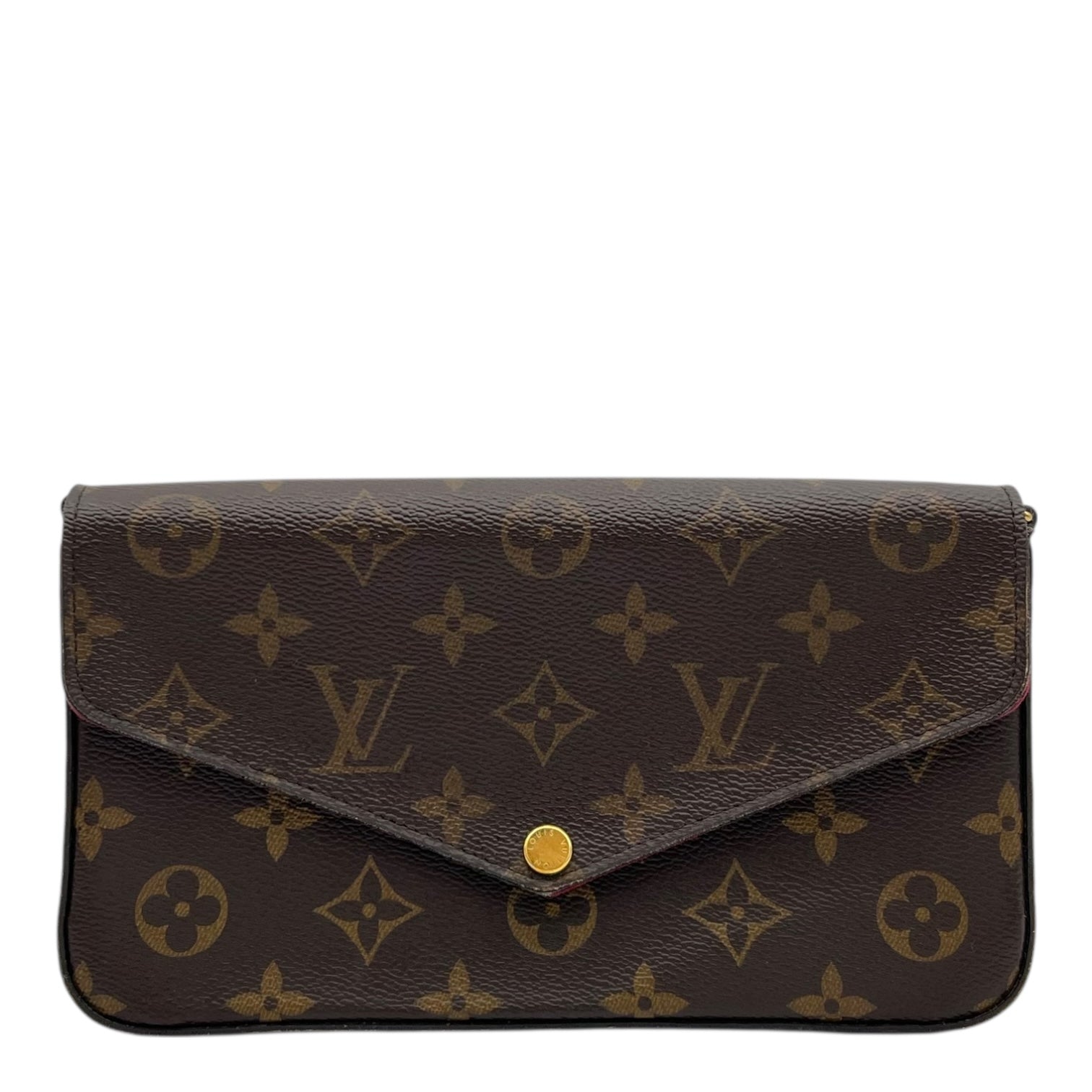 Louis Vuitton Felicie Wallet On Chain Brown in Monogram Coated Canvas, Gold hardware_1