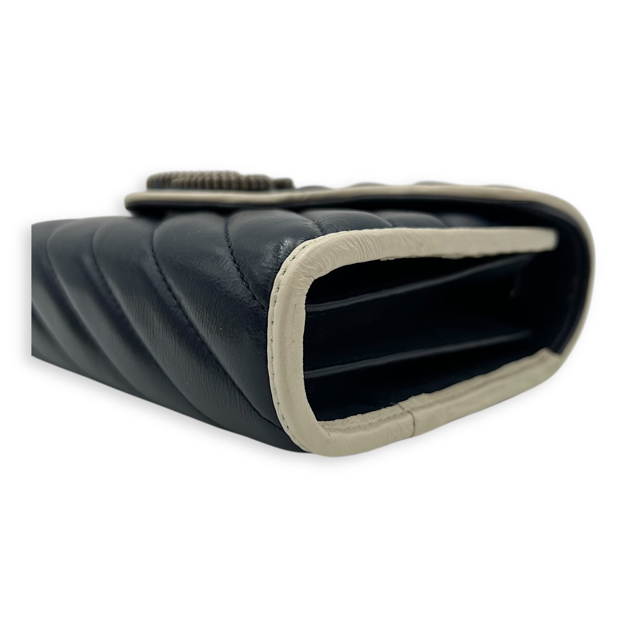 Gucci GG Marmont Wallet On Chain Blue in Calfskin, Ruthenium hardware_9