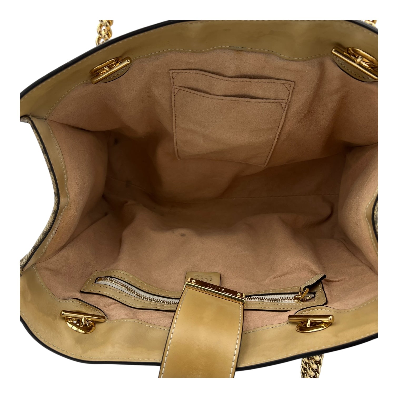 Gucci Padlock Tote Bag Beige in Coated Canvas, Gold hardware_6