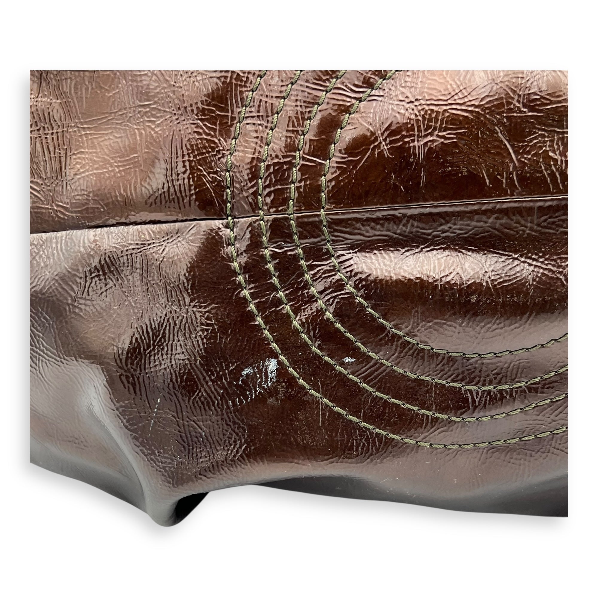 Loewe Aire Top Handle Bag Brown in Distressed Leather, Silver hardware_11