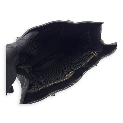 Prada Logo Tote Bag Black in Nylon, Gold hardware_11