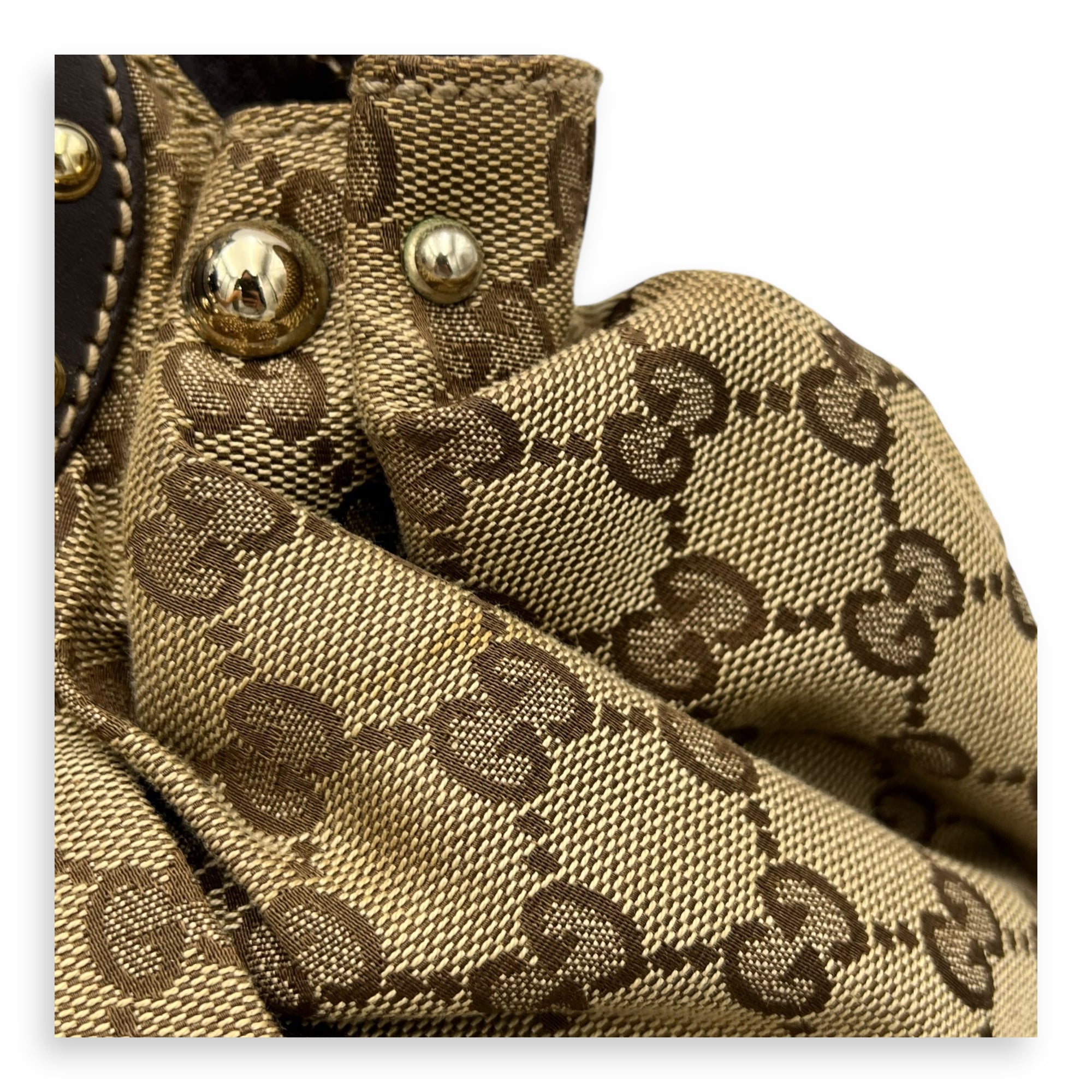 Gucci Pelham Shoulder Bag Brown in Canvas, Gold hardware_11