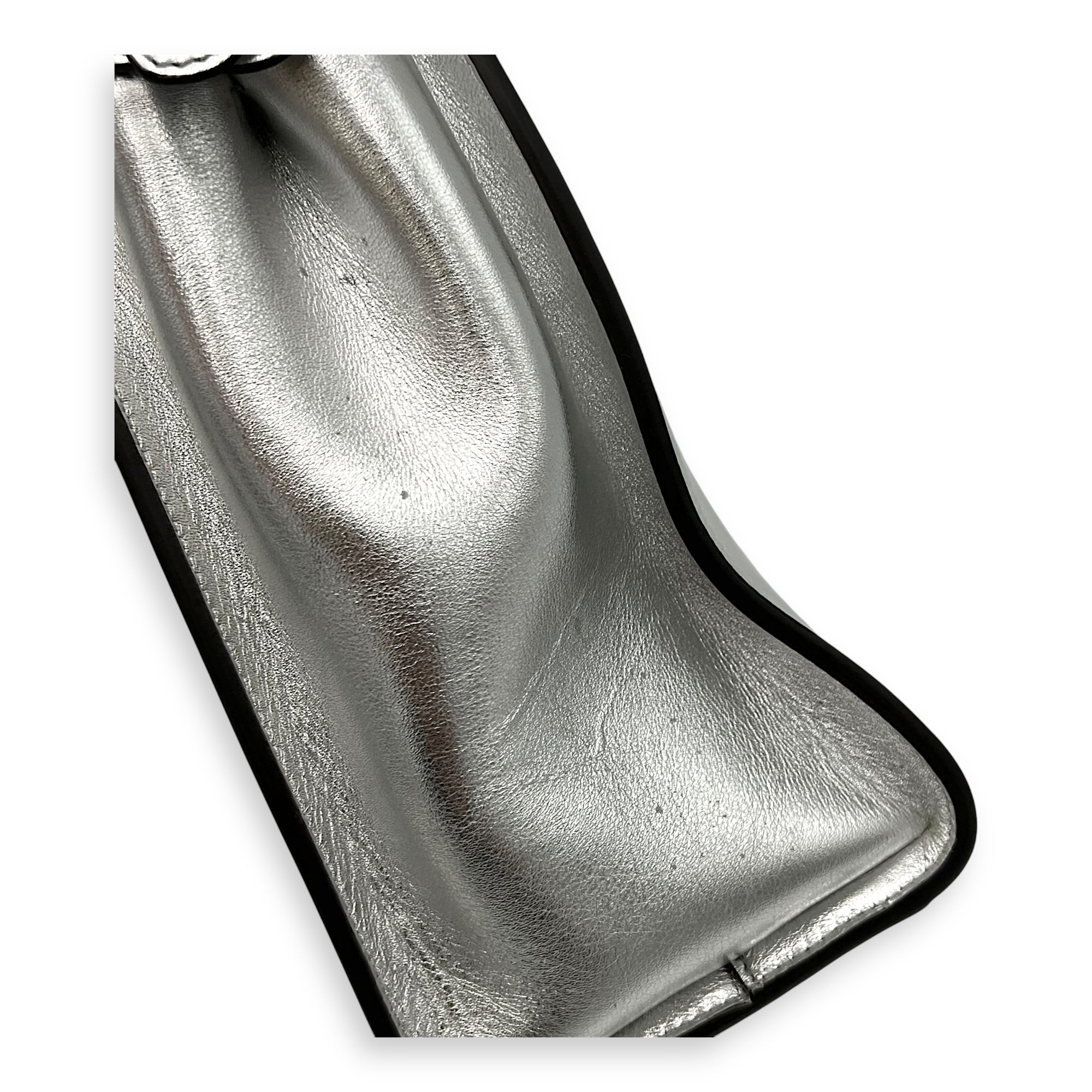 Fendi Peekaboo Top Handle Bag Silver in Calfskin, Silver hardware_11