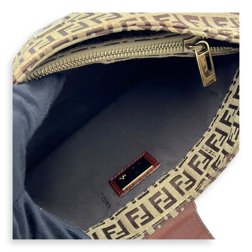 Fendi Vintage FF Shoulder Bag Brown in Jacquard, Gold hardware_11