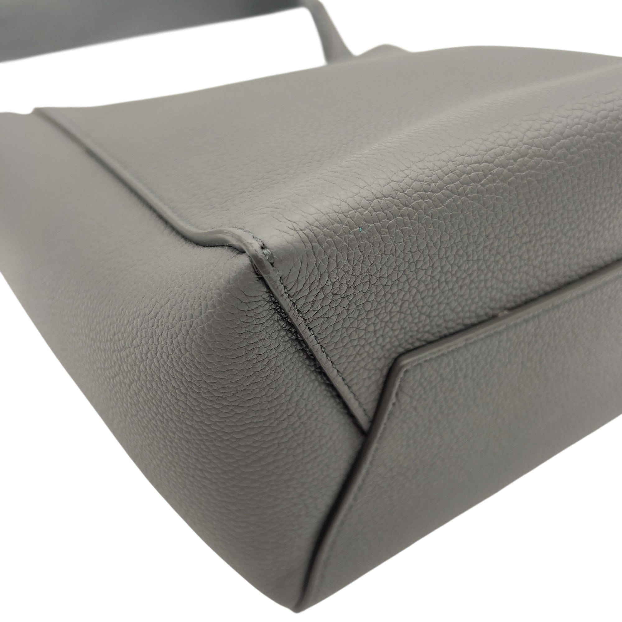 Celine Sangle Shoulder Bag Grey in Calfskin, Gold hardware_11