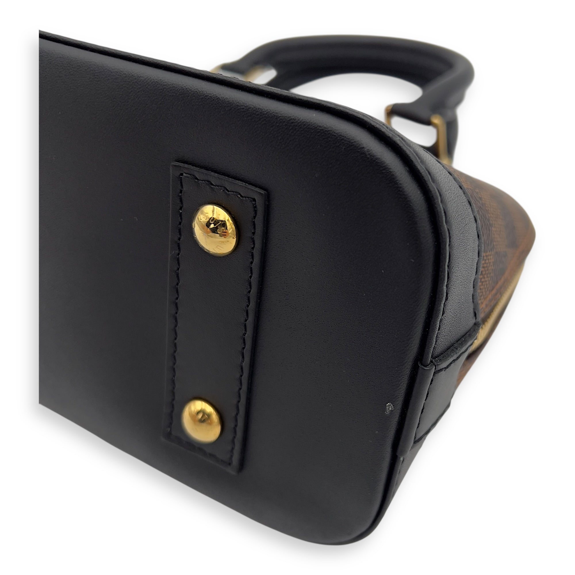 Louis Vuitton Karakoram Alma BB Damier Ebene Top Handle Bag in Coated Canvas, Gold hardware_9