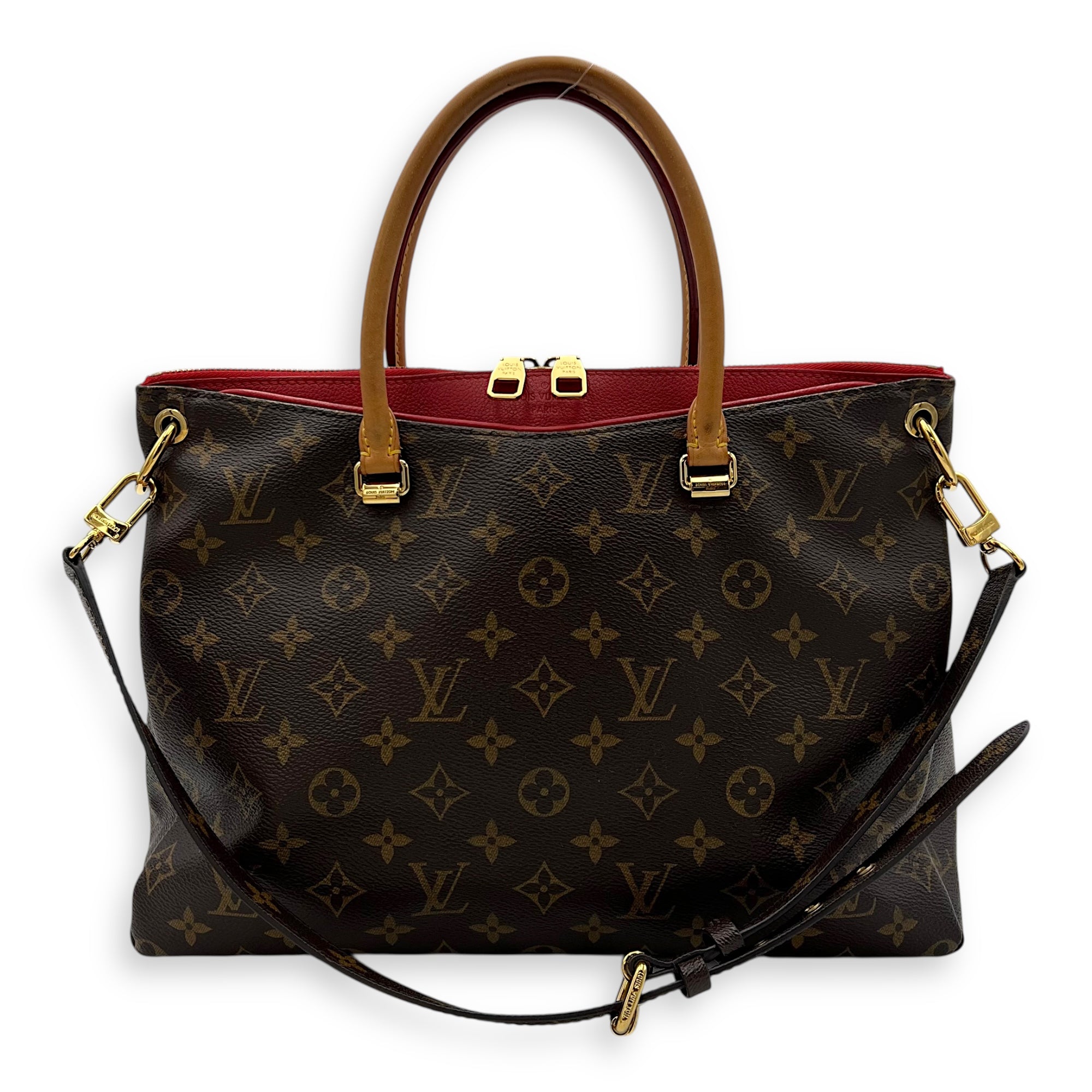 Louis Vuitton Pallas Top Handle Bag Brown in Monogram Coated Canvas, Gold hardware_11