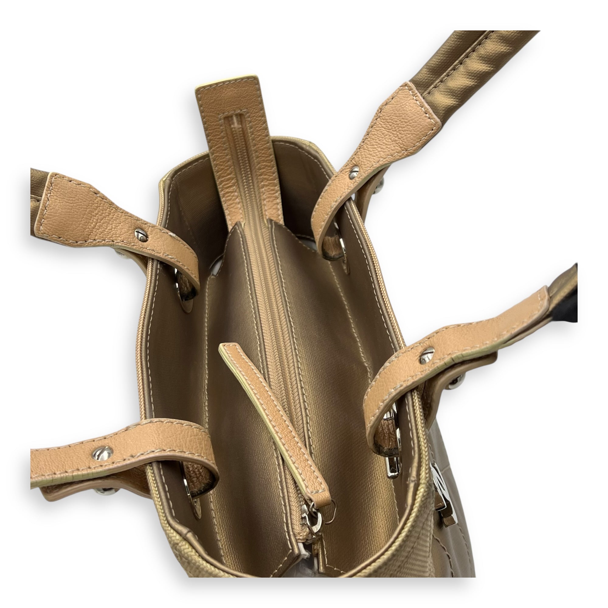 Chanel Biarritz Tote Bag Gold in Calfskin, Silver hardware_11