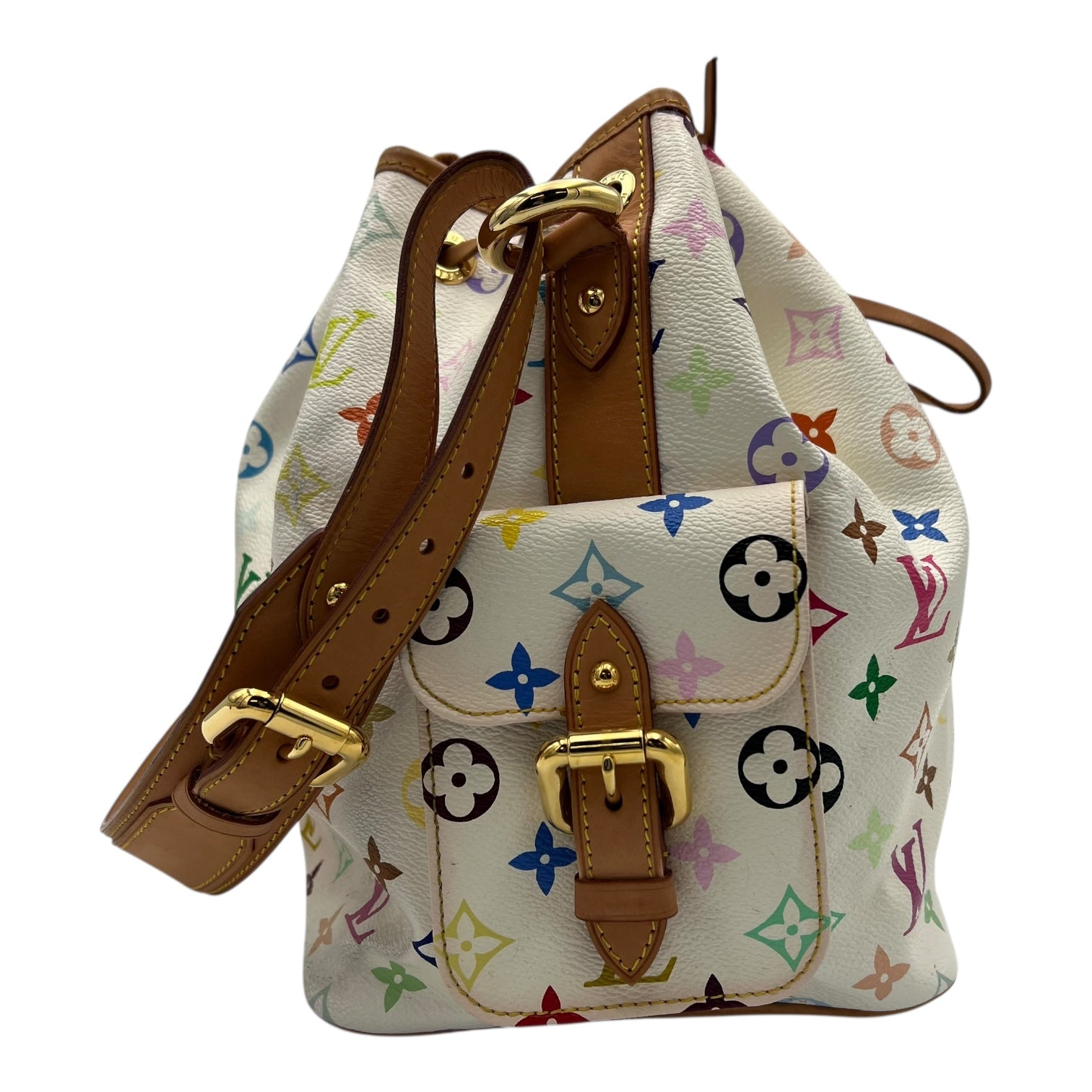 Louis Vuitton Noe Multicolor x Takashi Murakami Bucket Bag in Monogram Coated Canvas, Gold hardware_4