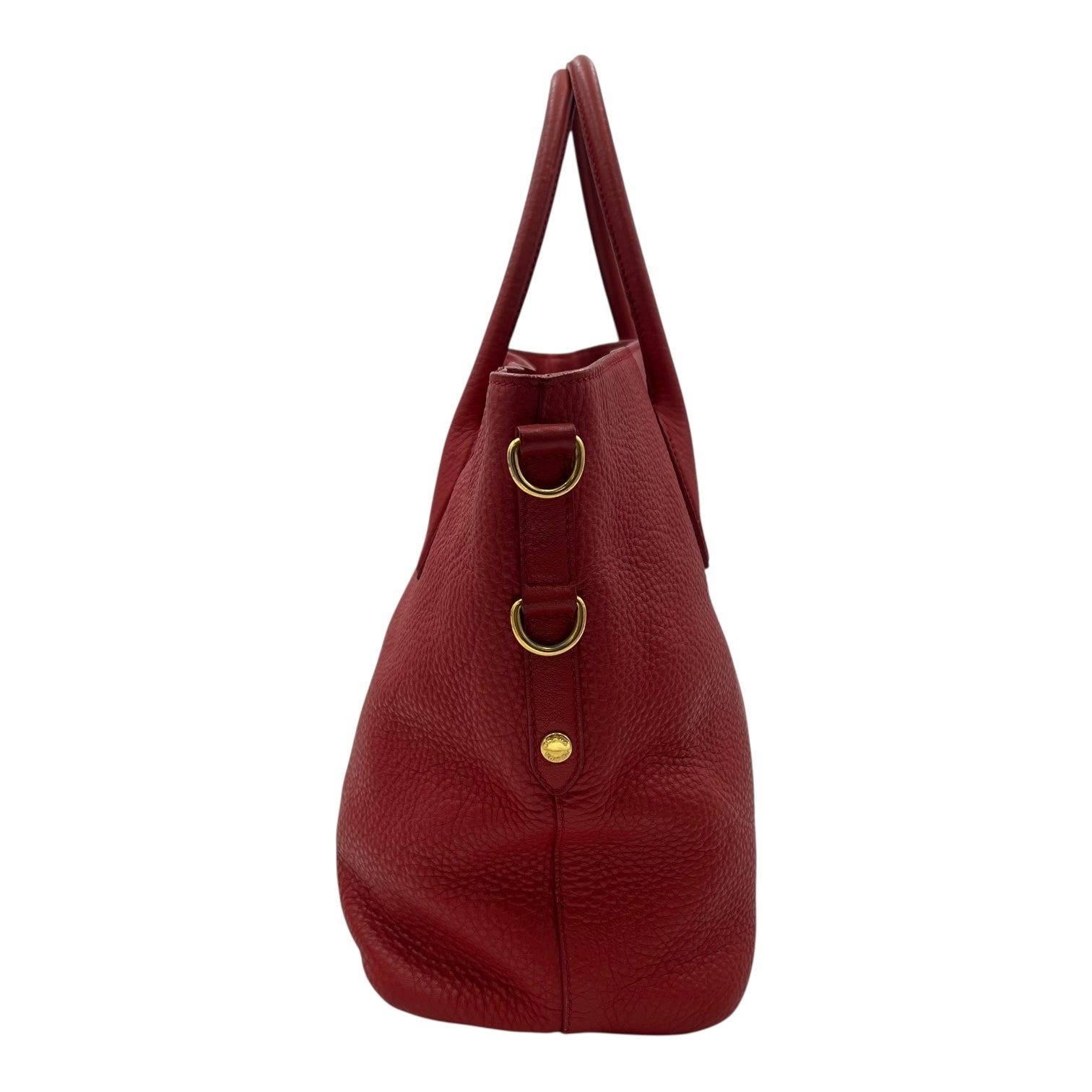 Prada Logo Top Handle Bag Red in Calfskin, Gold hardware_3