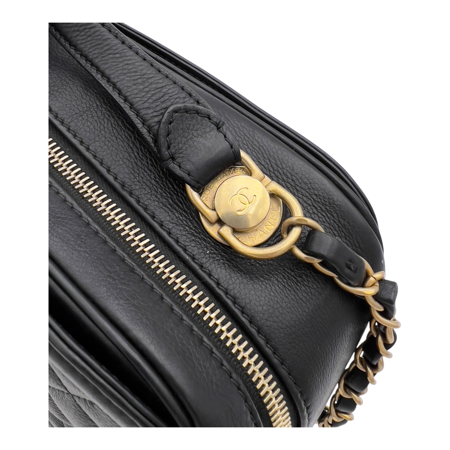 Chanel Vanity Top Handle Bag Black in Caviar Leather, Gold hardware_11