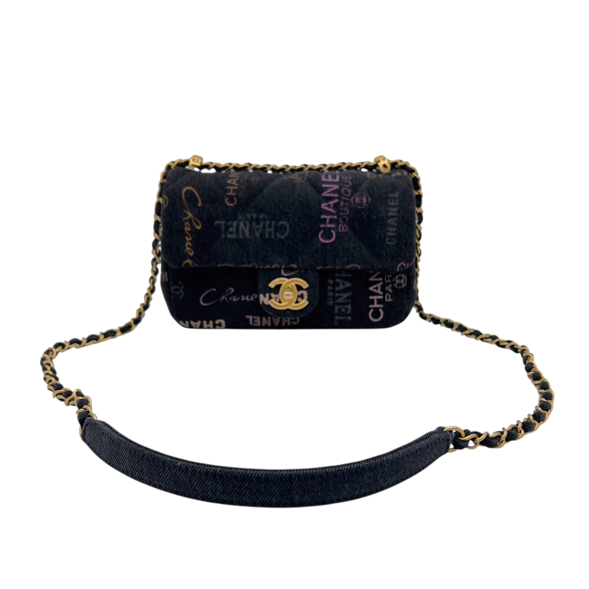 Chanel Mood Multi-colour Shoulder Bag in Denim, Gold hardware_9