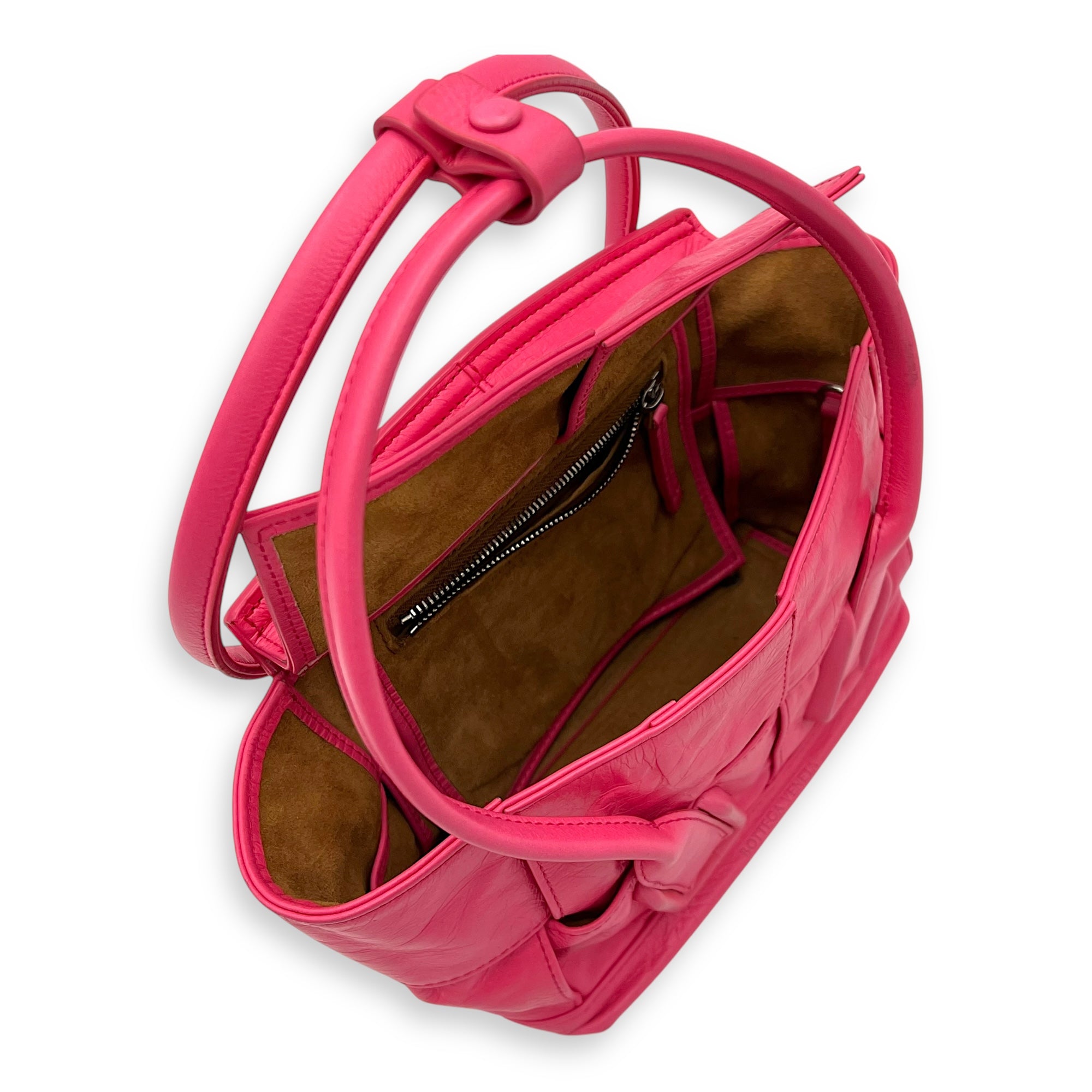 Bottega Veneta Arco Top Handle Bag Mini Pink in Calfskin_11