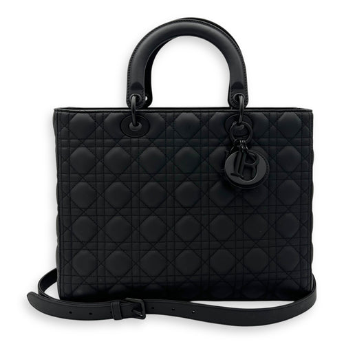 Christian Dior Lady Dior Top Handle Bag Large Ultramatte in Lambskin, Lacquered Metal hardware_11