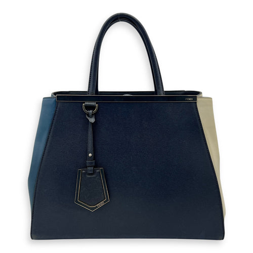 Fendi 2Jours Top Handle Bag Blue in Calfskin, Silver hardware_1