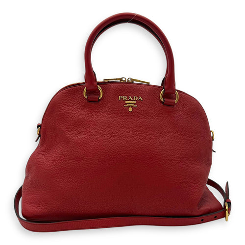 Prada Vitello Daino Medium Red Crossbody Bag in Calfskin, Gold hardware_11