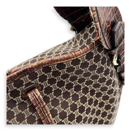 Celine Bittersweet Brown Tote Bag in Canvas, Gold hardware_11