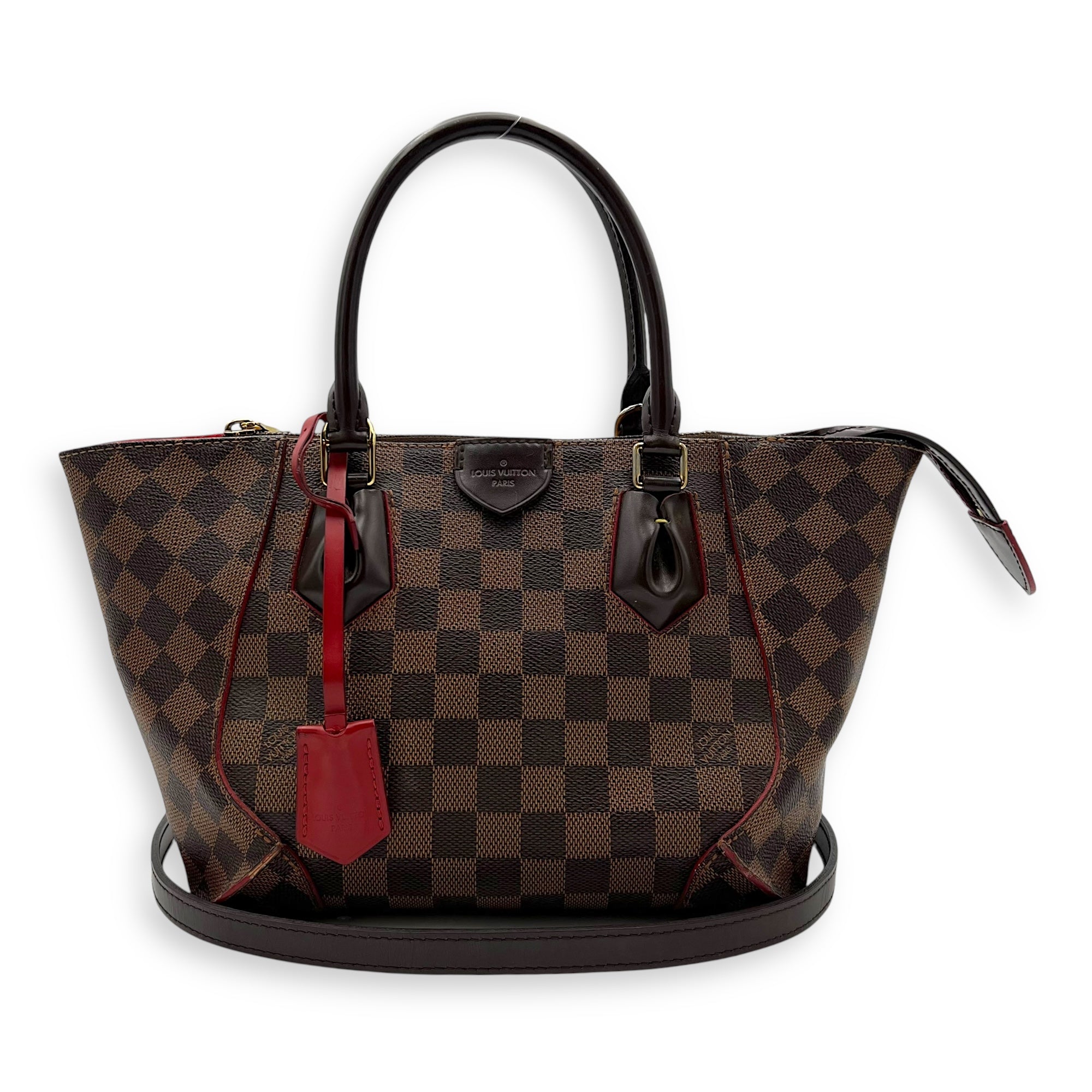 Louis Vuitton Caissa Top Handle Bag Brown in Coated Canvas, Gold hardware_11