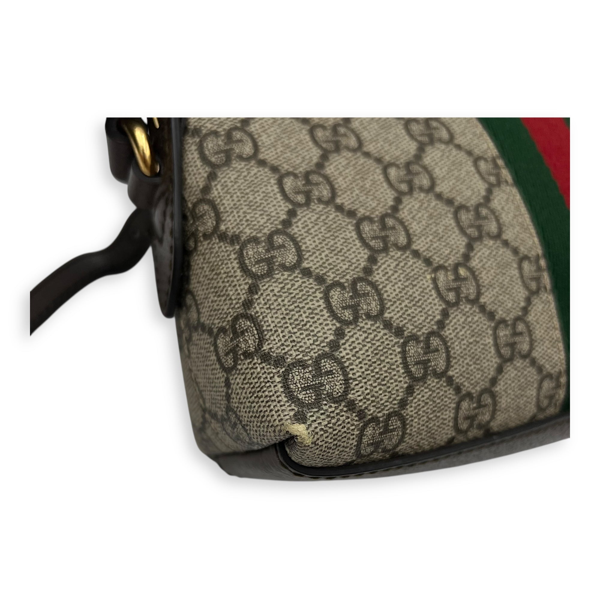 Gucci Ophidia Crossbody Bag Brown in Coated Canvas, Gold hardware_8