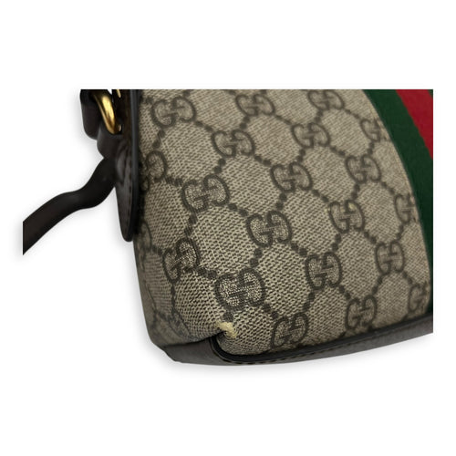 Gucci Ophidia Crossbody Bag Brown in Coated Canvas, Gold hardware_8