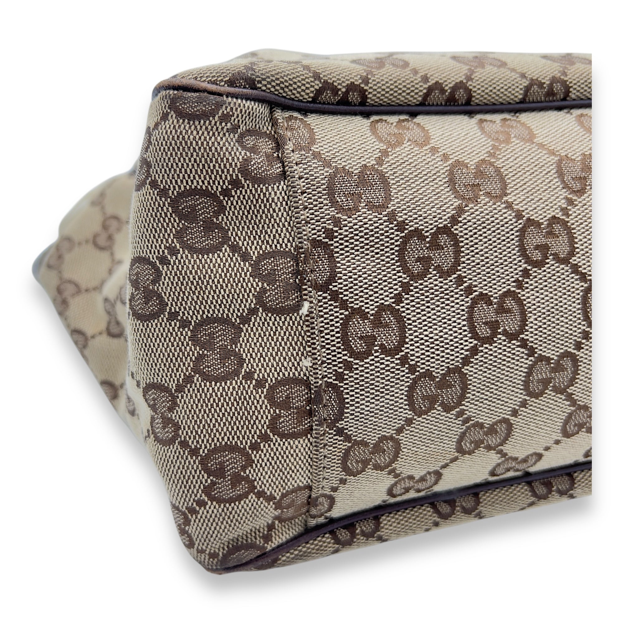 Gucci GG Brown Tote Bag in Canvas, Light Gold hardware_10