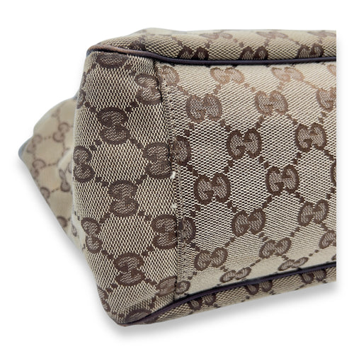 Gucci GG Brown Tote Bag in Canvas, Light Gold hardware_10