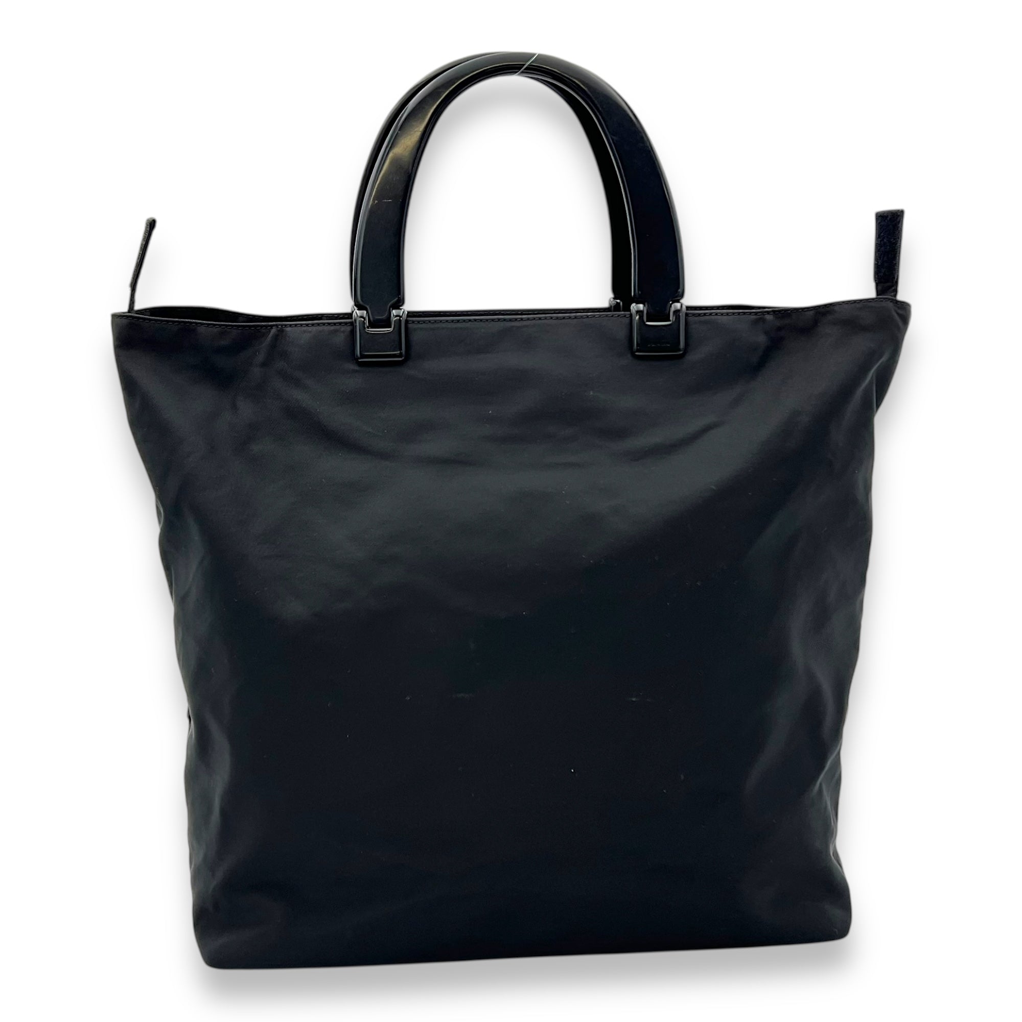 Prada Logo Top Handle Bag Black in Nylon, Silver hardware_1